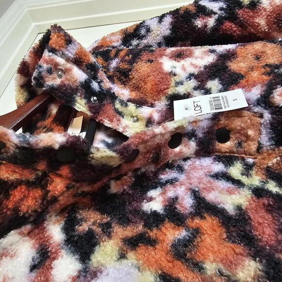 LOFT Floral Print Fleece Pullover Jacket - Size Small - Picture 4 of 7